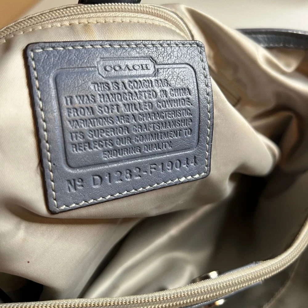 Coach Penelope Shopper Blue‎ Grey Leather Tote Shoulder Bag F19044